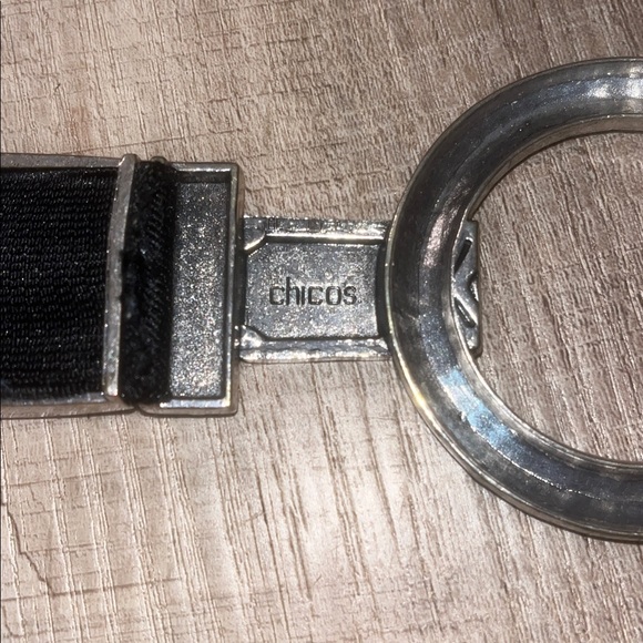 Chico’s Silver Hardware Stretch Hook Genuine Leather Hip Belt Sz L - Picture 3 of 8